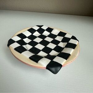 Yankee Candle Checkerboard Ceramic Footed Candle Holder